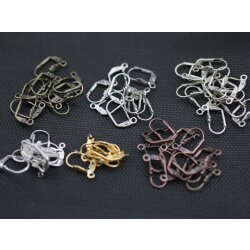 5 Paar Klappbrisuren Muschel aus Messing – Ohrbrisuren, Ohrhaken, Ohrring-Zubehör