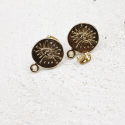 Ohrstecker Rohlinge mit Öse, Ohrstecker Zubehör 15 mm, gold