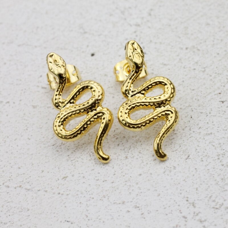 Gold snake stud earrings discount