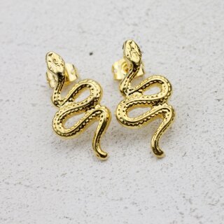 5 Pairs Gold Filled Snake earrings, snake stud earrings