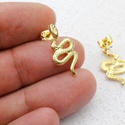 Snake stud earrings, gold