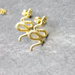 Snake stud earrings, gold