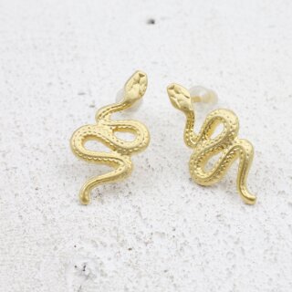 Snake stud earrings, mattgold