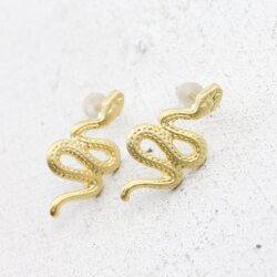 Snake stud earrings, mattgold