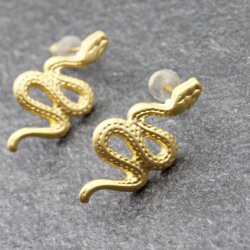 Snake stud earrings, mattgold