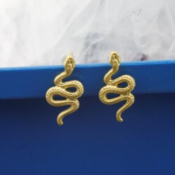 Snake stud earrings, mattgold