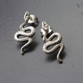 5 Pairs Snake stud earrings, antique silver