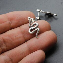 5 Pairs Snake stud earrings, antique silver