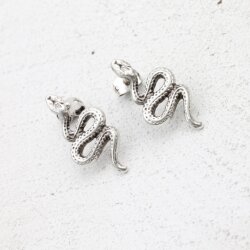 5 Pairs Snake stud earrings, antique silver