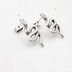 5 Pairs Snake stud earrings, antique silver