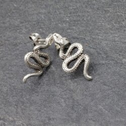 5 Pairs Snake stud earrings, antique silver