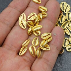 10 Shell Connector Charms, Dainty Cowrie Shell Charms