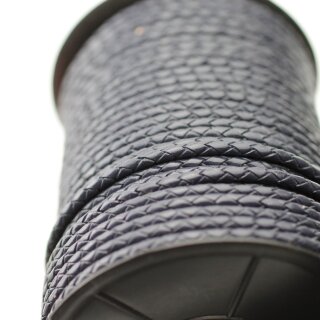 1 m Dunkel Marineblau, Lederband rund geflochten 4 mm