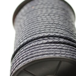1 m Dark Navy Blue, braided Leather 4 mm