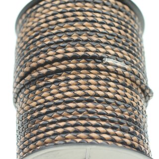 1 m Black &Braun, Braided Leather Cord 4 mm