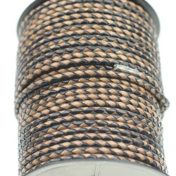 1 m Black &Braun, Braided Leather Cord 4 mm