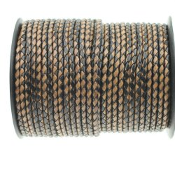 1 m Black &Braun, Braided Leather Cord 4 mm