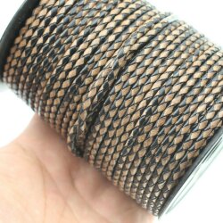1 m Black &Braun, Braided Leather Cord 4 mm