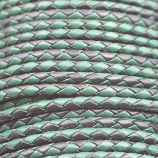 1 m Marineblau & Grn, Lederband rund geflochten 4 mm