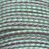 1 m Navy Blue & Green, Braided Leather Cord 4 mm