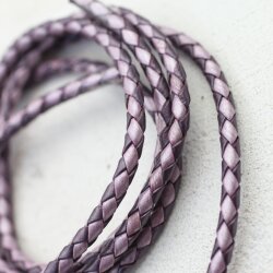 1 m PurpleTwilight, Braided Leather Cord 4 mm