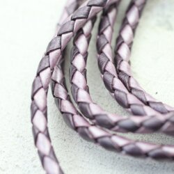 1 m PurpleTwilight, Lederband rund geflochten 4 mm