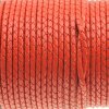 1 m Red, Braided Leather Cord 4 mm