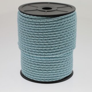 1 m Aqua Blau, Lederband rund geflochten 4 mm