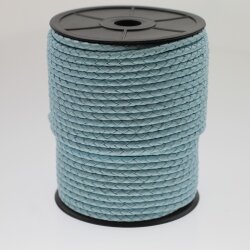 1 m Aqua Blue, Braided Leather Cord 4 mm