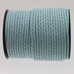 1 m Aqua Blue, Braided Leather Cord 4 mm