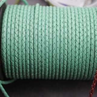 1 m Meeresgrn, Lederband rund geflochten 4 mm