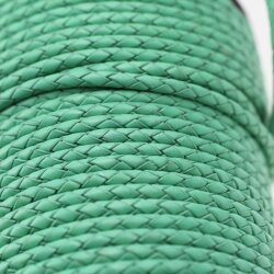 1 m Sea Green, Braided Leather Cord 4 mm