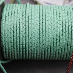 1 m Sea Green, Braided Leather Cord 4 mm