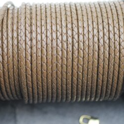 1 m Copper Brown, Braided Leather Cord 4 mm