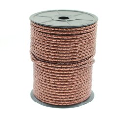 1 m Metallic Copper, Braided Leather Cord 4 mm