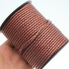 1 m Metallic Copper, Lederband rund geflochten 4 mm