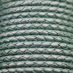 1 m Metallic Mint Green, Braided Leather Cord 4 mm