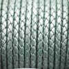 1 m Metallic Mintgrün, Lederband rund geflochten 4 mm