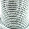 1 m Metallic Mintgrün, Lederband rund geflochten 4 mm