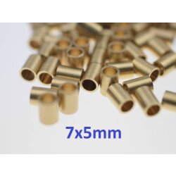 100 Raw Brass Tube, (7x5mm)