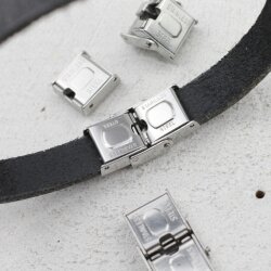 1 Stainless Steel Leather Cord Clasp 25*15 mm  (Ø 12*3 mm)