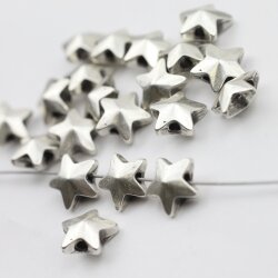10 Silver Star Beads, Metal Spacer Beads 11 mm (Ø 2  mm)