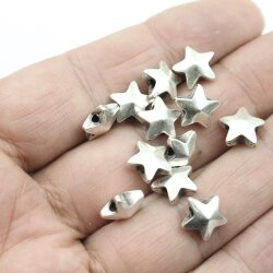 10 Silver Star Beads, Metal Spacer Beads 11 mm (Ø...