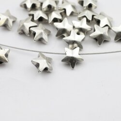 10 Silver Star Beads, Metal Spacer Beads 11 mm (Ø 2  mm)