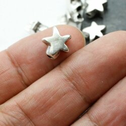 10 Silver Star Beads, Metal Spacer Beads 11 mm (Ø 2  mm)