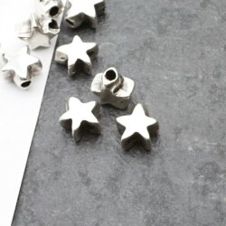 10 Silver Star Beads, Metal Spacer Beads 11 mm (Ø 2  mm)