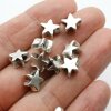 10 Silver Star Beads, Metal Spacer Beads 11 mm (Ø 2  mm)