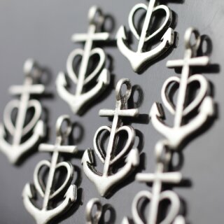 10 Glaube Liebe Hoffnung Anker Charms Anhänger, altsilber