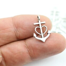 10 Glaube Liebe Hoffnung Anker Charms Anhänger, altsilber