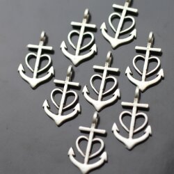 10 Glaube Liebe Hoffnung Anker Charms Anhänger, altsilber